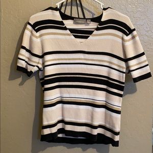 Cream and black color striped shirt